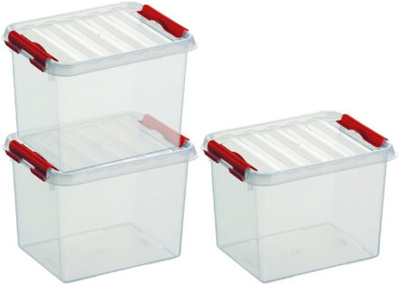 SunWare 3x sunware q-line opberg box/opbergdoos - 3 liter - 20 x 15 x 14 cm - kunststof - transparant