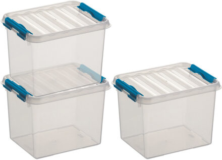 SunWare 3x sunware q-line opberg box/opbergdoos - 3 liter - 20 x 15 x 14 cm - kunststof - transparant