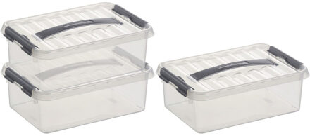 SunWare 3x sunware q-line opberg box/opbergdoos - 4 liter - 30 x 20 x 10 cm - kunststof - transparant