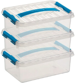 SunWare 3x sunware q-line opberg box/opbergdoos - 4 liter - 30 x 20 x 10 cm - kunststof - transparant