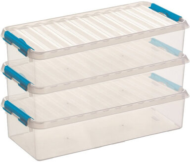 SunWare 3x sunware q-line opberg box/opbergdoos - 6.5 liter - 48 x 19 x 10 cm - kunststof - transparant