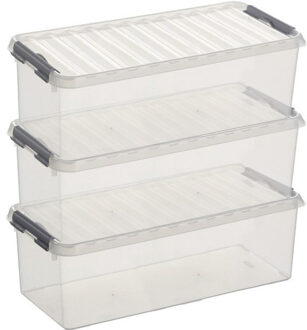 SunWare 3x sunware q-line opberg box/opbergdoos - 9.5 liter - 48 x 19 x 15 cm - kunststof - transparant