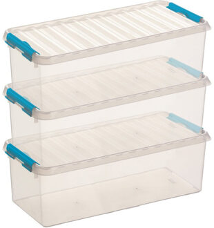 SunWare 3x sunware q-line opberg box/opbergdoos - 9.5 liter - 48 x 19 x 15 cm - kunststof - transparant