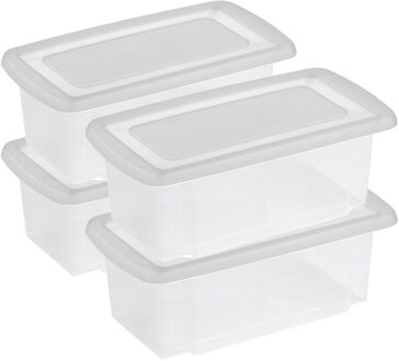 SunWare 4x opslagbox kunststof 7 liter transparant 38 x 21 x 14 cm met deksel