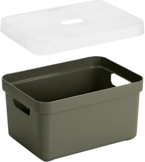 SunWare 4x stuks opbergboxen/opbergmanden groen van 5 liter kunststof met transparante deksel