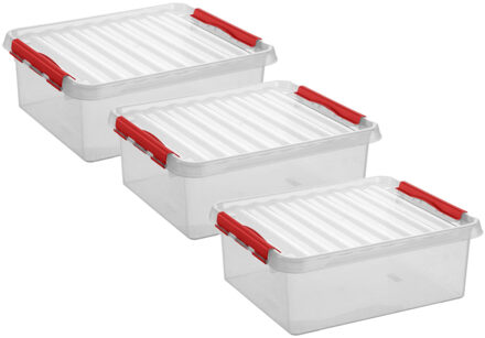 SunWare 5x stuks sunware q-line opberg box/opbergdoos - 25 liter - 50 x 40 x 18 cm - kunststof - transparant