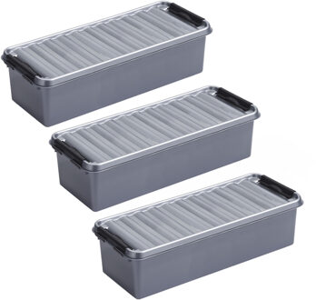 SunWare 5x stuks sunware q-line opberg box/opbergdoos - 3.5 liter - 38 x 14 x 9 cm - kunststof - grijs