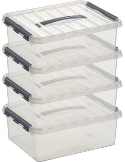 SunWare 5x sunware q-line opberg box/opbergdoos - 12 liter - 40 x 30 x 14 cm - kunststof - transparant