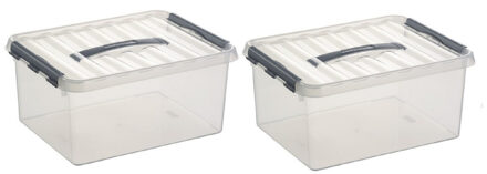 SunWare 6x stuks sunware q-line opberg box/opbergdoos - 15 liter - 40 x 30 x 18 cm - kunststof - transparant