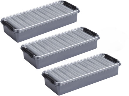 SunWare 6x stuks sunware q-line opberg box/opbergdoos - 2.5 liter - 38 x 14 x 6 cm - kunststof - grijs