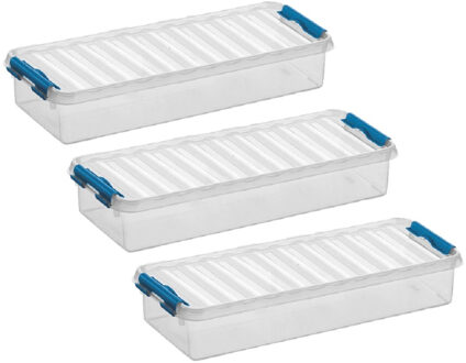SunWare 6x stuks sunware q-line opberg box/opbergdoos - 2.5 liter - 38 x 14 x 6 cm - kunststof - transparant