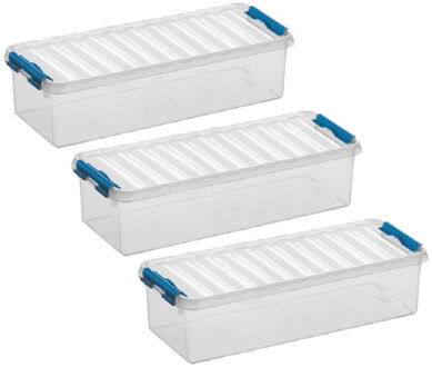 SunWare 6x stuks sunware q-line opberg box/opbergdoos - 3.5 liter - 38 x 14 x 9 cm - kunststof - transparant