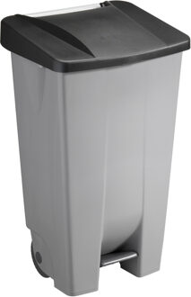 SunWare Afvalcontainer/rolemmer/pedaalemmer Basic - zwart - 120 liter - 51 x 43 x 88 cm - huis/tuin afval sc