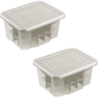 SunWare Kerstballen opbergbox - 2x - zilver - 45 kerstballen - 24 liter - kunststof - opbergen - opruimen