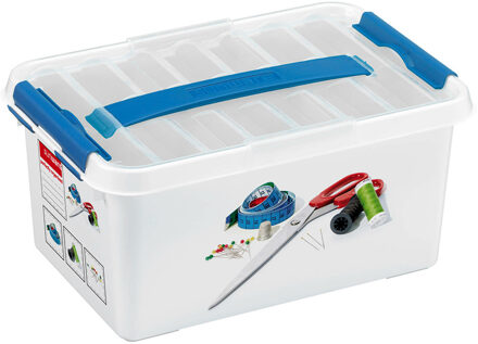 SunWare Opberg box/opbergdoos - met tray - kunststof - 30 x 20 x 14,5 cm - naaidoos