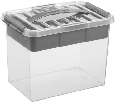 SunWare Opberg box/opbergdoos met vakverdeling - tray 9 liter - transparant/zilver - 30 x 20 x 22 cm