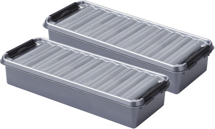 SunWare Opberg boxen set 6x stuks 3.5 en 2.5 liter kunststof grijs met deksel
