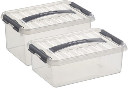 SunWare Opberg boxen set van 4 stuks in 4 en 6 Liter kunststof met deksel - Opbergbox Transparant