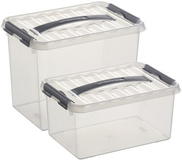 SunWare Opberg boxen set van 4 stuks in 6 en 9 Liter kunststof met deksel - Opbergbox Transparant