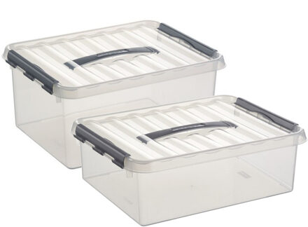 SunWare Opberg boxen set van 4x stuks in 10 en 15 Liter kunststof met deksel