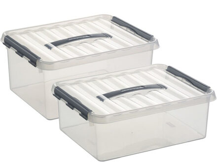 SunWare Opberg boxen set van 4x stuks in 12 en 15 Liter kunststof met deksel