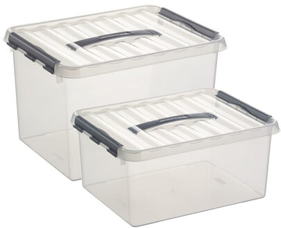 SunWare Opberg boxen set van 4x stuks in 15 en 22 Liter kunststof met deksel