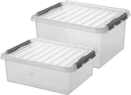 SunWare Opberg boxen set van 4x stuks in 25L en 36L kunststof met deksel - Opbergbox Transparant
