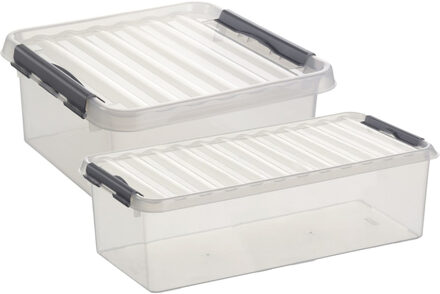 SunWare Opberg boxen set van 4x stuks in 9.5L en 18L kunststof met deksel - Opbergbox Transparant