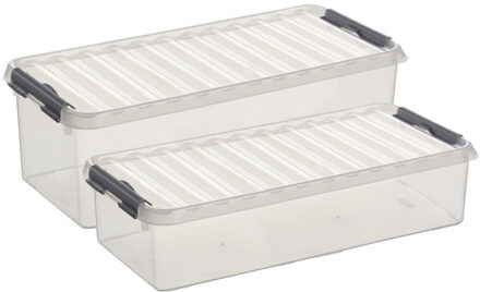 SunWare Opberg boxen set van 4x stuks in 9.5L en 6.5L kunststof met deksel - Opbergbox Transparant
