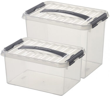 SunWare Opberg boxen set van 6x stuks in 6 en 9 Liter kunststof met deksel