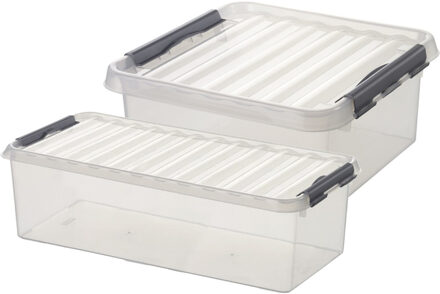 SunWare Opberg boxen set van 6x stuks in 9.5L en 18L kunststof met deksel - Opbergbox Transparant