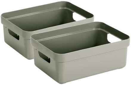 SunWare Opbergbox - 10x - kunststof - lichtgroen - 9 liter - Opbergbakken - Opbergmanden