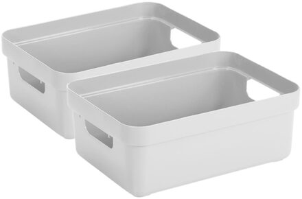 SunWare Opbergbox - 10x - kunststof - wit - 9 liter - Opbergbakken - Opbergmanden