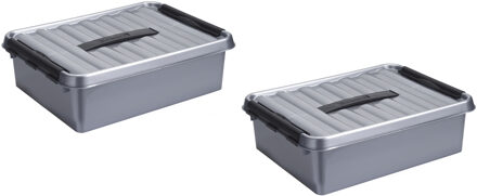 SunWare Opbergbox - 3x - 10 liter - 40 x 30 x 11 cm - kunststof - Opbergbox Grijs