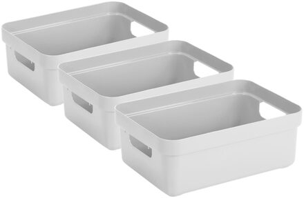 SunWare Opbergbox - 3x - kunststof - wit - 9 liter - Opbergbakken - Opbergmanden