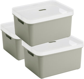 SunWare opbergbox - 3x stuks - 32 liter - lichtgroen - kunststof - transparante deksel - 45x35x24 cm