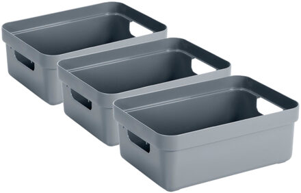 SunWare Opbergbox - 6x - kunststof - blauwgrijs - 9 liter - Opbergbakken - Opbergmanden