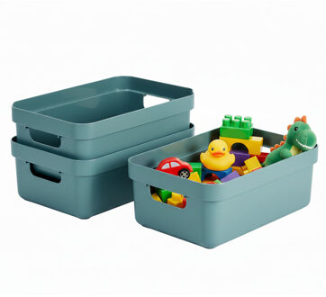 SunWare Opbergbox - 6x - kunststof - blauwgroen - 9 liter - Opbergbakken - Opbergmanden