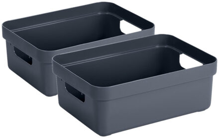 SunWare Opbergbox - 8x - kunststof - donkerblauw - 9 liter - Opbergbakken - Opbergmanden