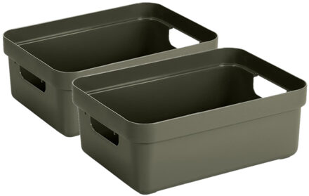 SunWare Opbergbox - 8x - kunststof - donkergroen - 9 liter - Opbergbakken - Opbergmanden