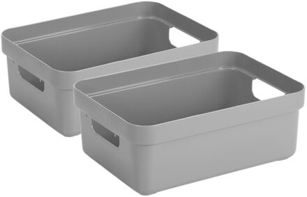 SunWare Opbergbox - 8x - kunststof - lichtgrijs - 9 liter - Opbergbakken - Opbergmanden