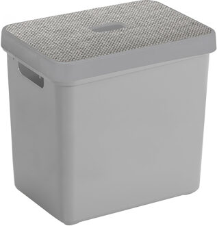 SunWare Opbergbox - lichtgrijs - 25 Liter - kunststof - met deksel - 35 x 25 x 36 cm