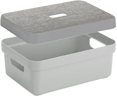 SunWare Opbergbox - lichtgrijs - 9 Liter - kunststof - met deksel - 35 x 25 x 12 cm