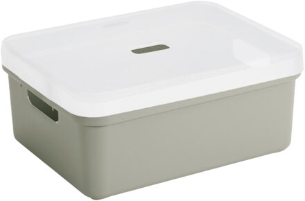 SunWare opbergbox/mand/kist - 24 liter - lichtgroen - kunststof - met transparante deksel