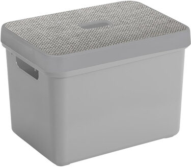 SunWare Opbergbox/mand lichtgrijs 18 liter kunststof met deksel
