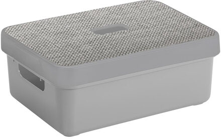SunWare Opbergbox/mand lichtgrijs 9 liter kunststof met deksel