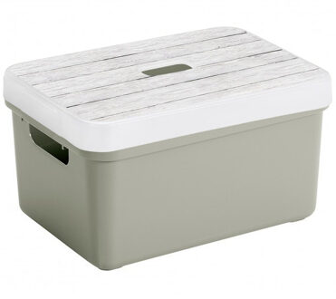 SunWare Opbergbox/mand lichtgroen 13 liter kunststof met deksel