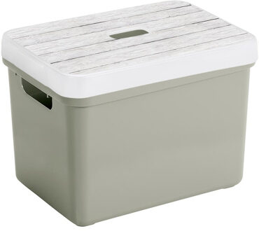 SunWare Opbergbox/mand lichtgroen 18 liter kunststof met deksel