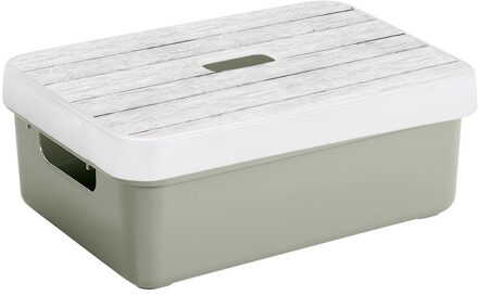 SunWare Opbergbox/mand lichtgroen 9 liter kunststof met deksel