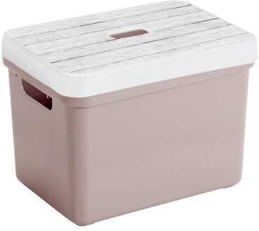 SunWare Opbergbox/mand oud roze 18 liter kunststof met deksel